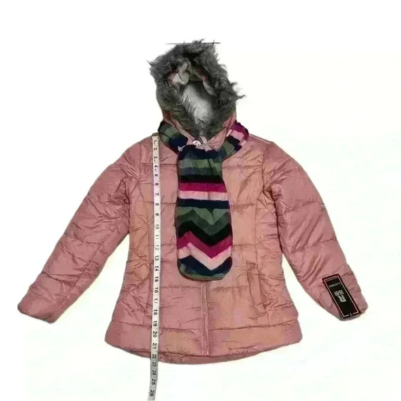 S Rothschild & CO Big Girls Solid Quilted Puffer Jacket and Scarf Set M 10/12 - Picture 5 of 15